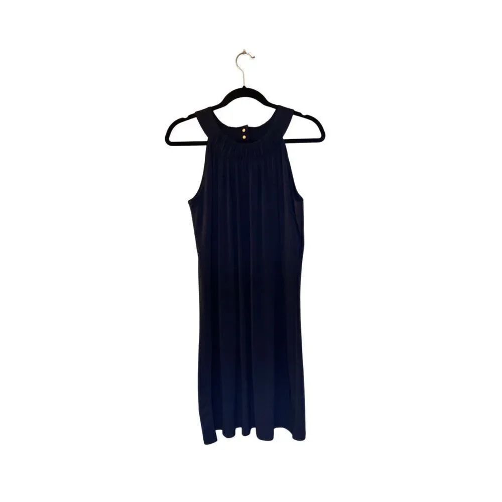 Calvin Klein women’s ruched collar Sleeveless kneelength blue dress size small